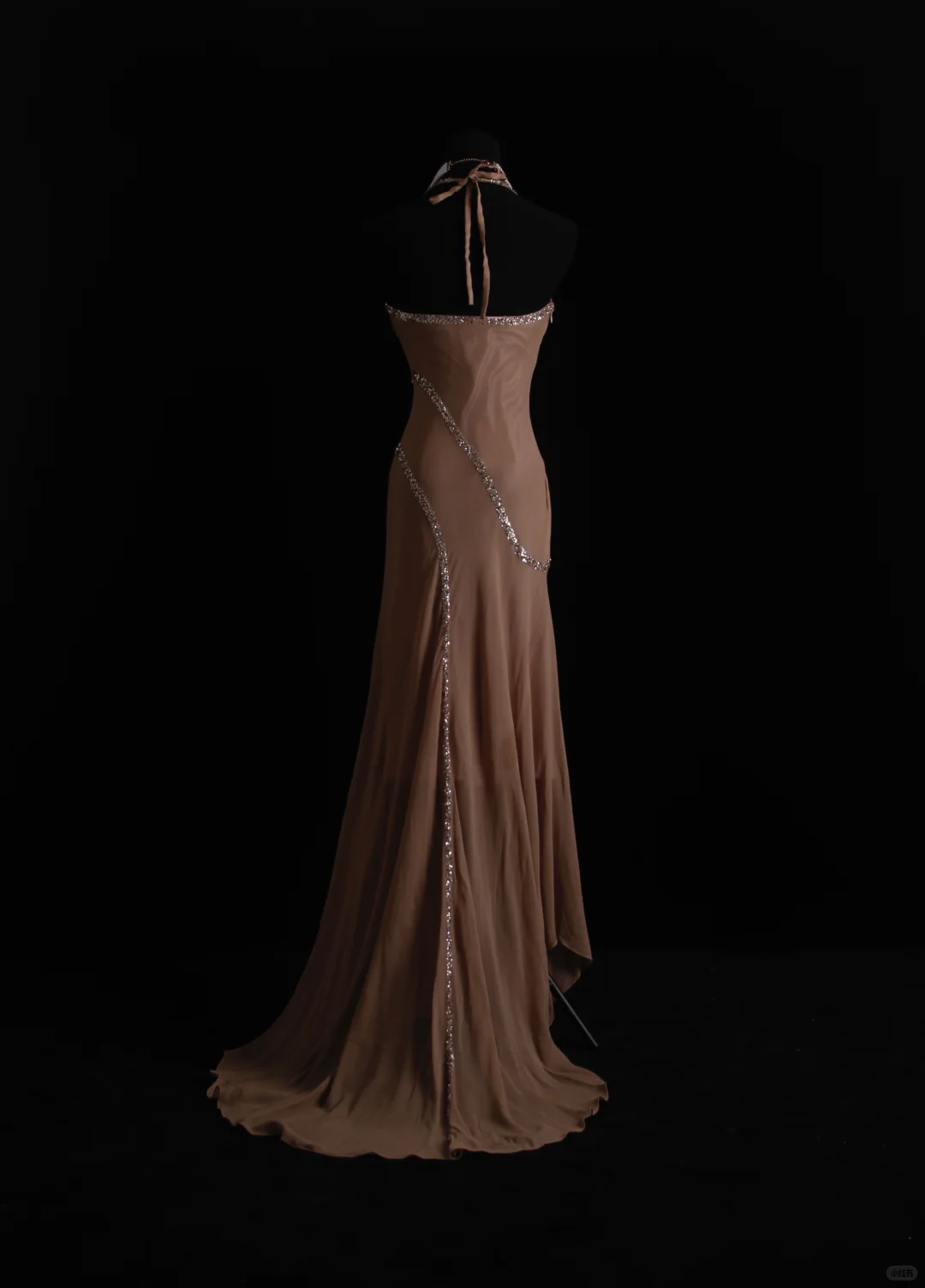Vintage Mermaid Halter Exquisite Beaded Moka Chiffon Prom Dress Wedding Guest Dress SH5337