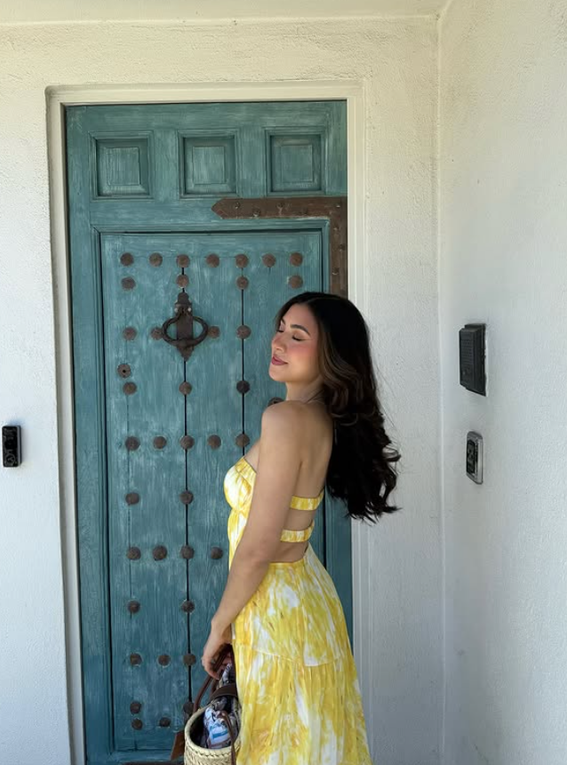Summer Yellow A Line Strapless Chiffon Prom Dress Vacation Dress SH6257