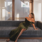 Green Sheath Off the Shoulder Corset Velvet Long Prom Dress Evening Dress with Slit SH2034