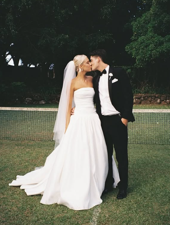 Pretty A Line Strapless White Satin Long Wedding Dress SH4855