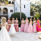 Sweety Pink A Line Spaghetti Strap Satin Long Bridesmaid Dress SH6304