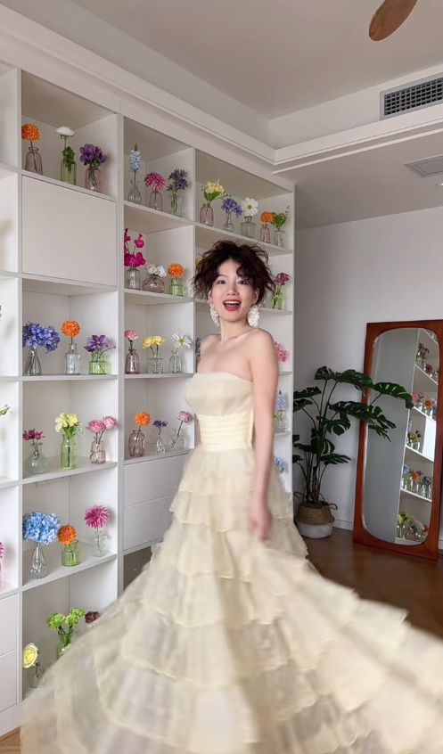 Elegant A Line Strapless Layered Organza Prom Dress Party Dress SH4609