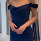 Baby Blue Sheath Off the Shoulder Floral Chiffon Satin Prom Dress SH5546