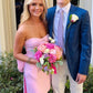 Classy Pink Strapless Sweetheart with Big Bow Short Homecoming Dress SH7804