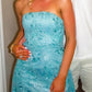 Blue Strapless Lace Appliques Sleeveless Short Homecoming Dress SH7801