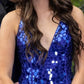 Mirror-Cut Sequins Spaghetti Straps V Neck Mermaid Prom Dress SH8212