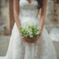 Elegant A Line Sweetheart Neck Lace Tulle Long Sweep Wedding Dress SH2219