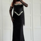 Sexy Black Sheath Strapless Beaded Lace Satin Prom Dress Evening Dress SH6016