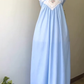 Baby Blue Cute A Line V Neck Lace Chiffon Prom Dress Evening Dress SH4247