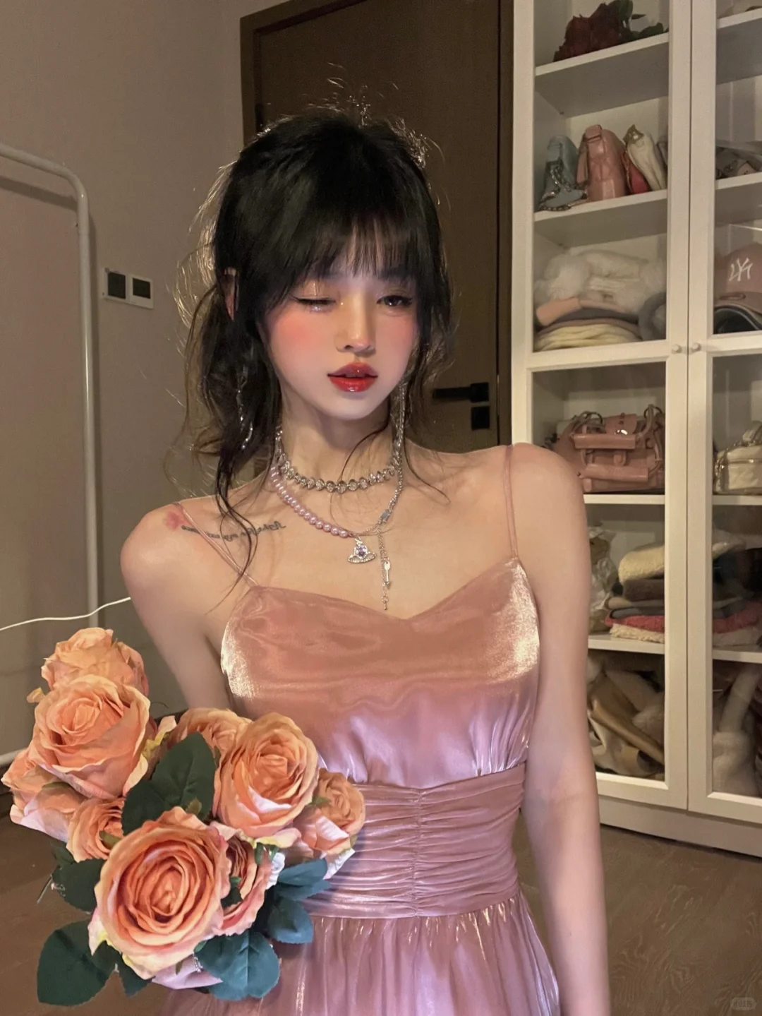 Stunning A Line Spaghetti Strap Pink Satin Homecoming Dress Cocktail Dress SH3214