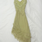 Bean Green Floral A Line Spaghetti Strap Beaded Layered Chiffon Homecoming Dress Party Dress SH3568