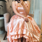 Princess A Line Straps Ruffles Light Pink Satin Prom Dress Evening Dress SH2145