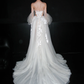 Princess Romantic Ball Gown Puff Sleeve Lace Applique Tulle Long Wedding Dress SH6620