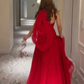 Fashion Red Chiffon Evening Dress Side Slit Long Party Dress SH1476