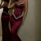Black Beading Spaghetti Strap Elegant Sleeveless Mermaid Prom Dress Eveing Gown SH1048