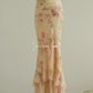 Retro Print Floral Mermaid Spaghetti Strap Beaded Chiffon Prom Dress Evening Dress SH3900