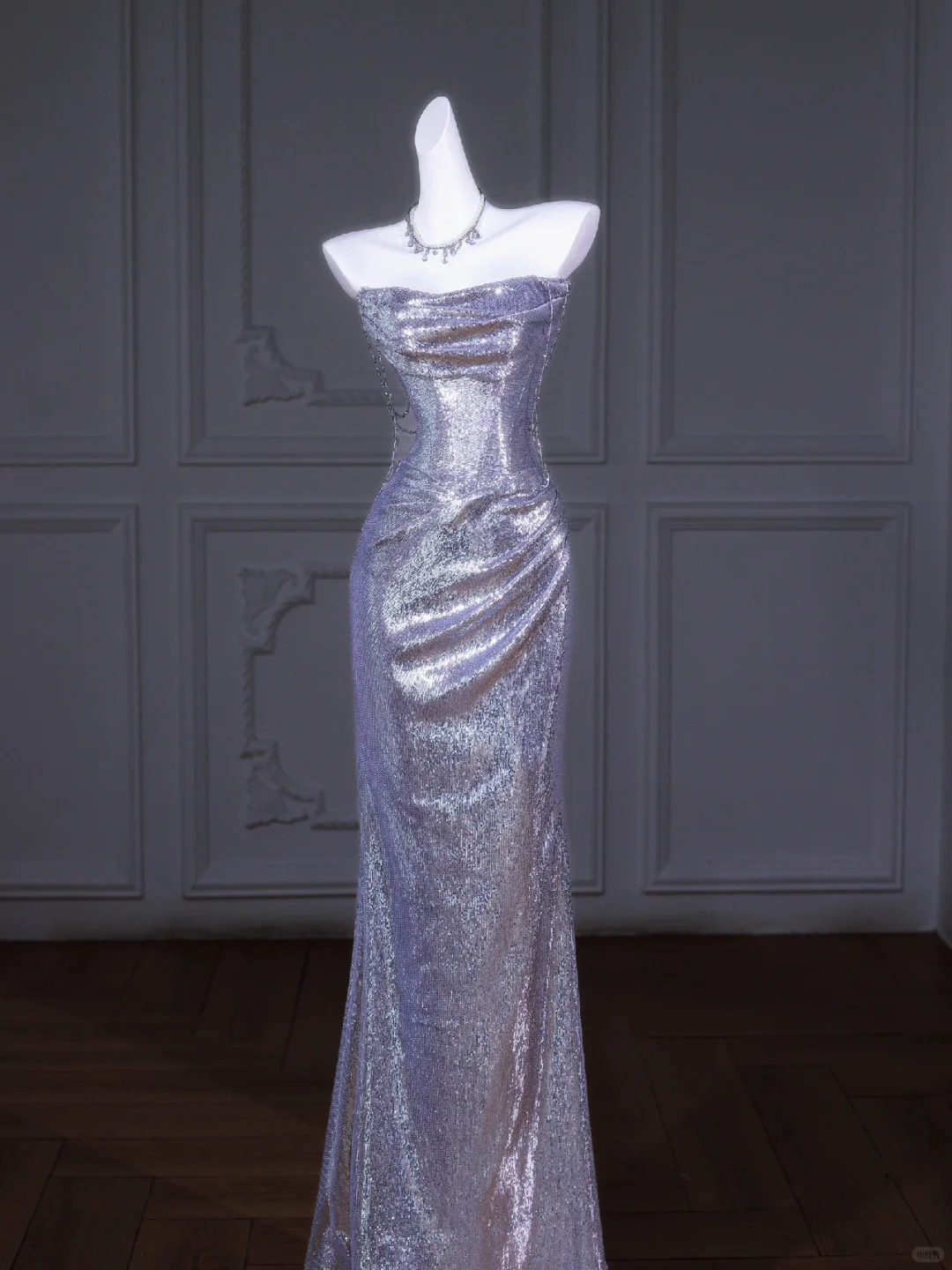 Shiny Silver Sequin Mermaid Strapless Prom Dress Party Dresses SH4592