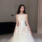 2026 New Ball Gown Strapless 3D Floral Tulle Satin Long Wedding Dress SH7711
