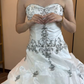 White Vintage Ball Gown Strapless Layered Beaded Satin Long Prom Dress 16th Birthday Dress SH5204