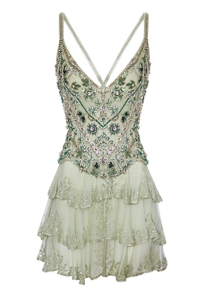 Vintage A line Spaghetti Straps Light Mint Green Chiffon Formal 8th Grade Homecoming Dress SH3386