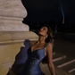 Elegant Dark Blue A Line Straps Beaded Satin Long Prom Dress SH5162