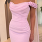 Baby Blue Sheath Off the Shoulder Floral Chiffon Satin Prom Dress SH5546