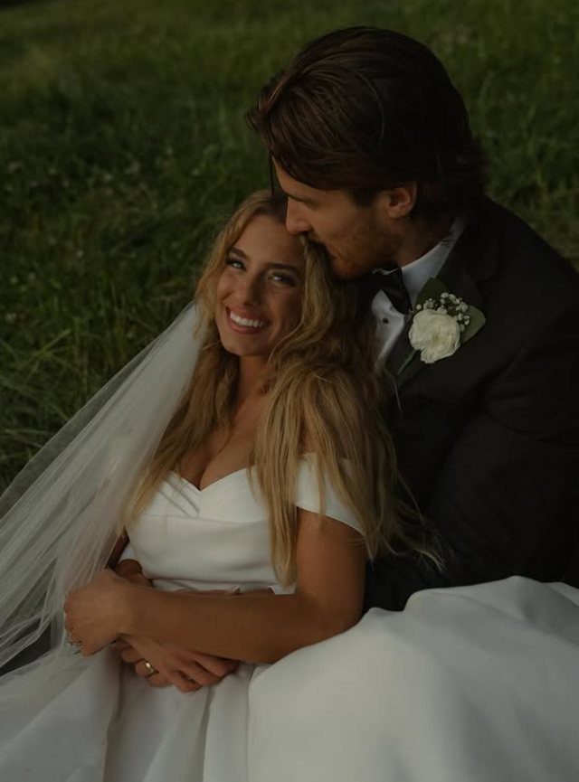 Elegant Ball Gown Off the Shoulder Pleated Simple Satin Wedding Dress SH4749