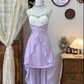 Vintage A Line Sweetheart Neck Beaded White Lace Purple Chiffon Homecoming Dress Cocktail Dress SH2953