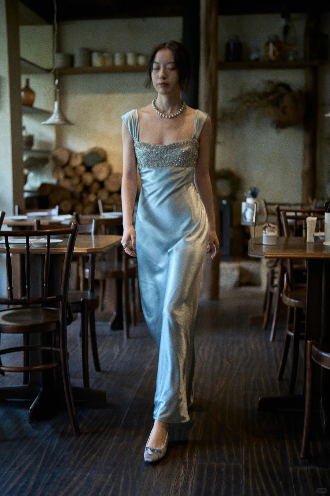 Elegant Blue A Line Straps Beaded Satin Long Prom Dress Date Dress SH4963