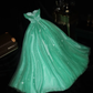 Charming Green A Line Sweetheart Neck Tulle Prom Dress Party Evening Dress SH5991