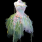 Sweety Green Ball Gown Spaghetti Strap 3D Floral Tulle Short Prom Dress Homecoming Dress SH6441