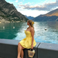 Bright Yellow  A Line Sweetheart Neck Satin Cocktail Dress Homecoming Dress SH6151