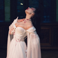 Unique Timeless A Line Long Sleeve Red Beaded White Chiffon Prom Dress Wedding Dress SH6686
