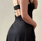 Simple Black A Line Straps Satin Short Prom Dress Homecoming Dress Outfits SH6833