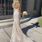 Elegant Long Mermaid Lace Applique Prom Dress Wedding Dress Evening Dress SH1079