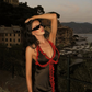 Cute Black Sheath Halter Satin Open Back Wedding Guest Dress Party Dress SH3307