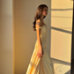 Princess Yellow A Line Off the Shoulder Beaded Satin Long Prom Dress Evening Dress SH6745