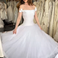 Retro Unique A Line Strapless Bow White Tulle Satin Wedding Dress SH6089