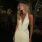Light Yellow Tassel Exquisite Beaded A Line V Neck Backless Long Prom Dress SH5357