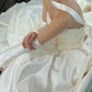 Classic Simple Ball Gown Strapless White Satin Long Sweep Wedding Dress SH5280