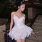 Cute A Line Spaghetti Strap White Lace Short Homecoming Dress Cocktail Dress SH3110