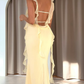 Light Yellow Mermaid Straps Ruffle Chiffon Prom Dress Date Dress SH5547