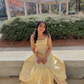 Unique Yellow Satin Prom Dress Evening Dress SH1005