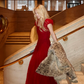 Burgundy A Line Puff Polka Dot Tulle Long Prom Dress Evening Dress SH5091