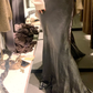 Grey Mermaid Spaghetti Straps Simple Satin Long Prom Dress Party Dress SH5019