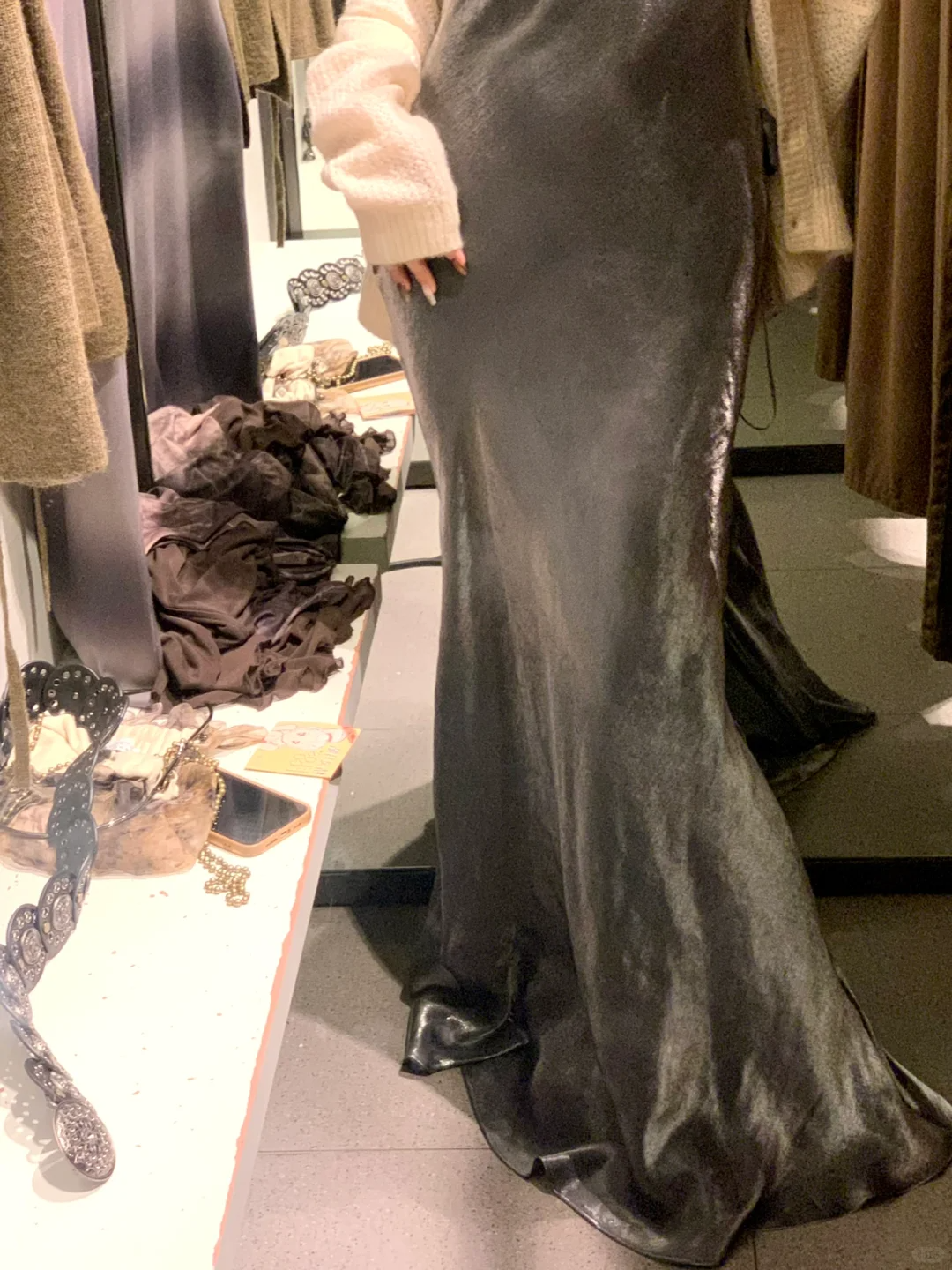 Grey Mermaid Spaghetti Straps Simple Satin Long Prom Dress Party Dress SH5019