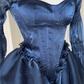 New Vintage Navy Blue Ruffle Casual Fashion Party Prom Dress SH1231