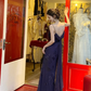 Vintage Dark Purple Sheath Spaghetti Strap Exquisite Beaded Chiffon Prom Dress 22th Birthday Dress SH4408