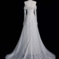 Silver Sequin A Line Long Sleeve White Tulle Wedding Dress Prom Dress SH4113