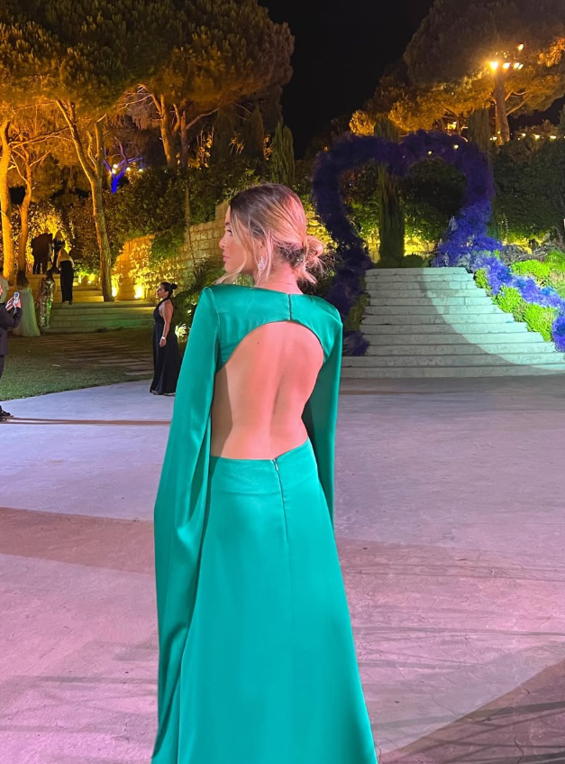 Elegant A Line Long Sleeve Beaded Satin Long Prom Dress Wedding Guest Dress SH5359